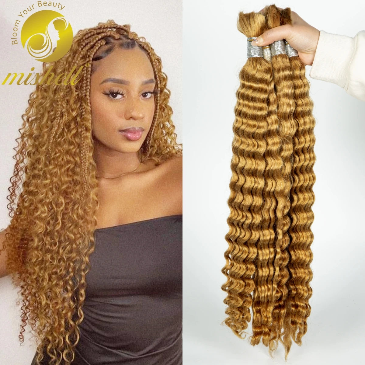 Deep Wave Highlight Ombre Human Hair For Braiding