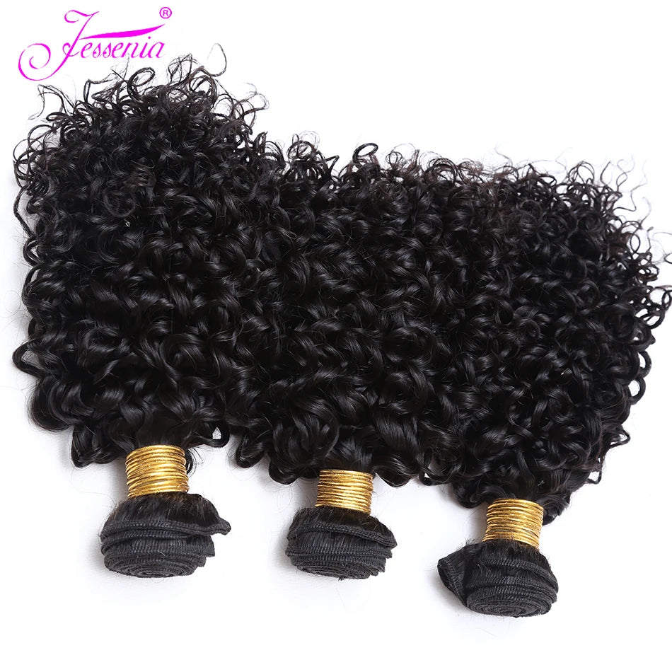 Short Afro Kinky Curly 3 Bundles - Raw Indian Human Hair 100% Virgin Tissage