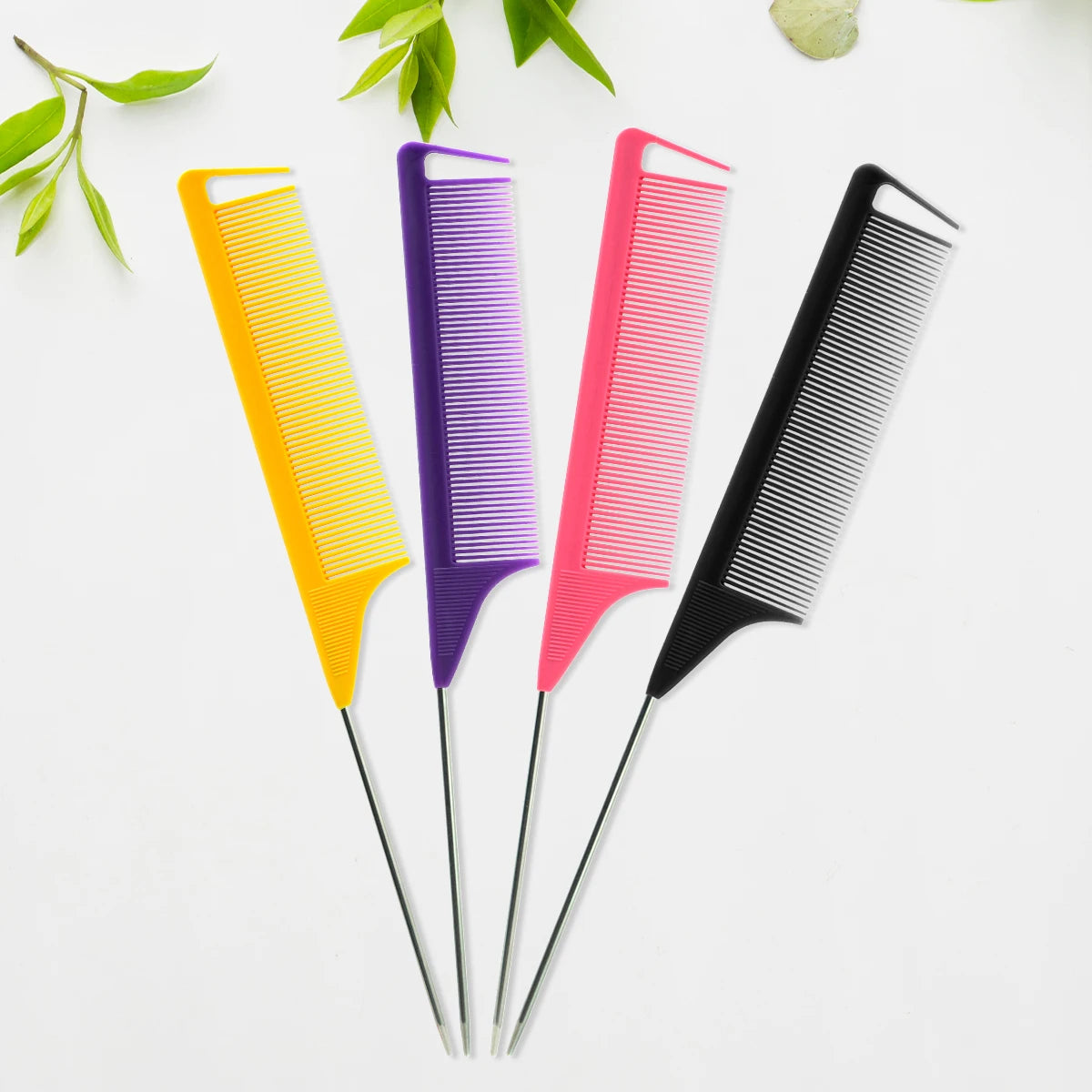 Pro Pointed Tail Hair Styling Anti-static Comb Hair Brush Steel Needle Pin Rat Tail Combs Sets