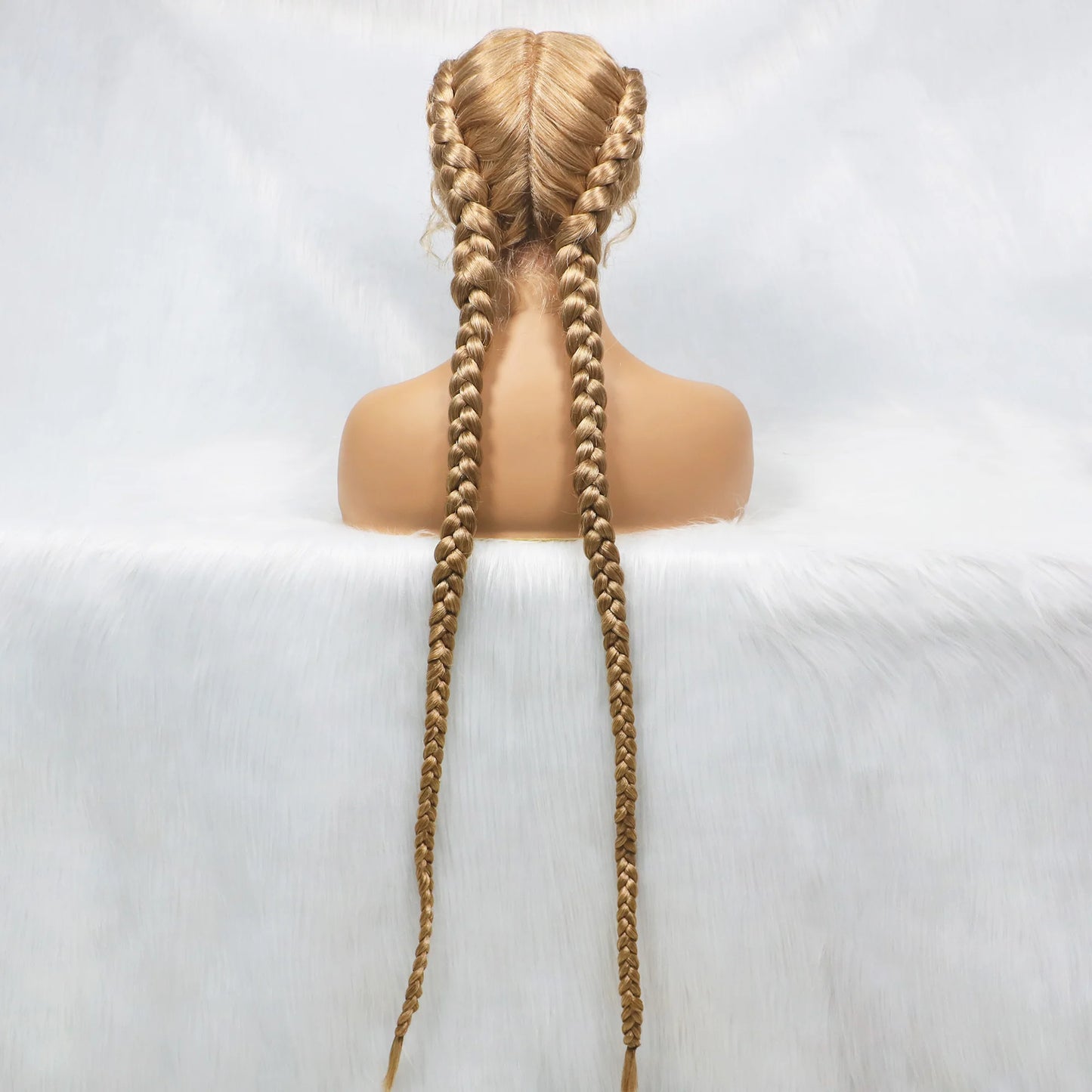 36 Inches Long Lace Front Synthetic Braided Wigs With Baby Hair - Various Colors Available