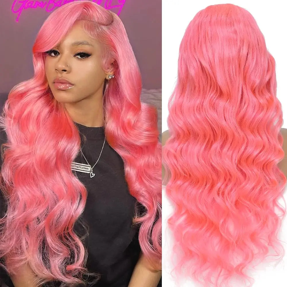 Pink 13x6 Body Wave Pre Plucked HD Lace Frontal Wig