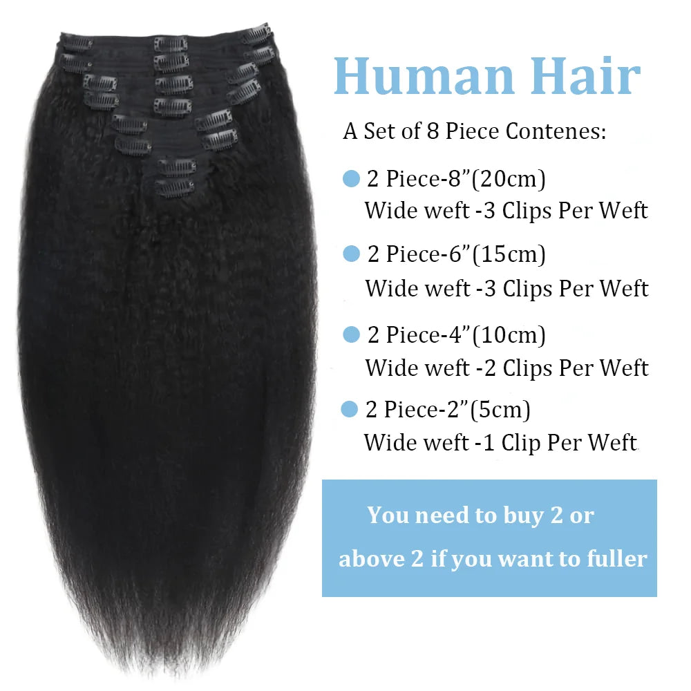 Yaki Remy Straight 100% Human Hair Clip Ins