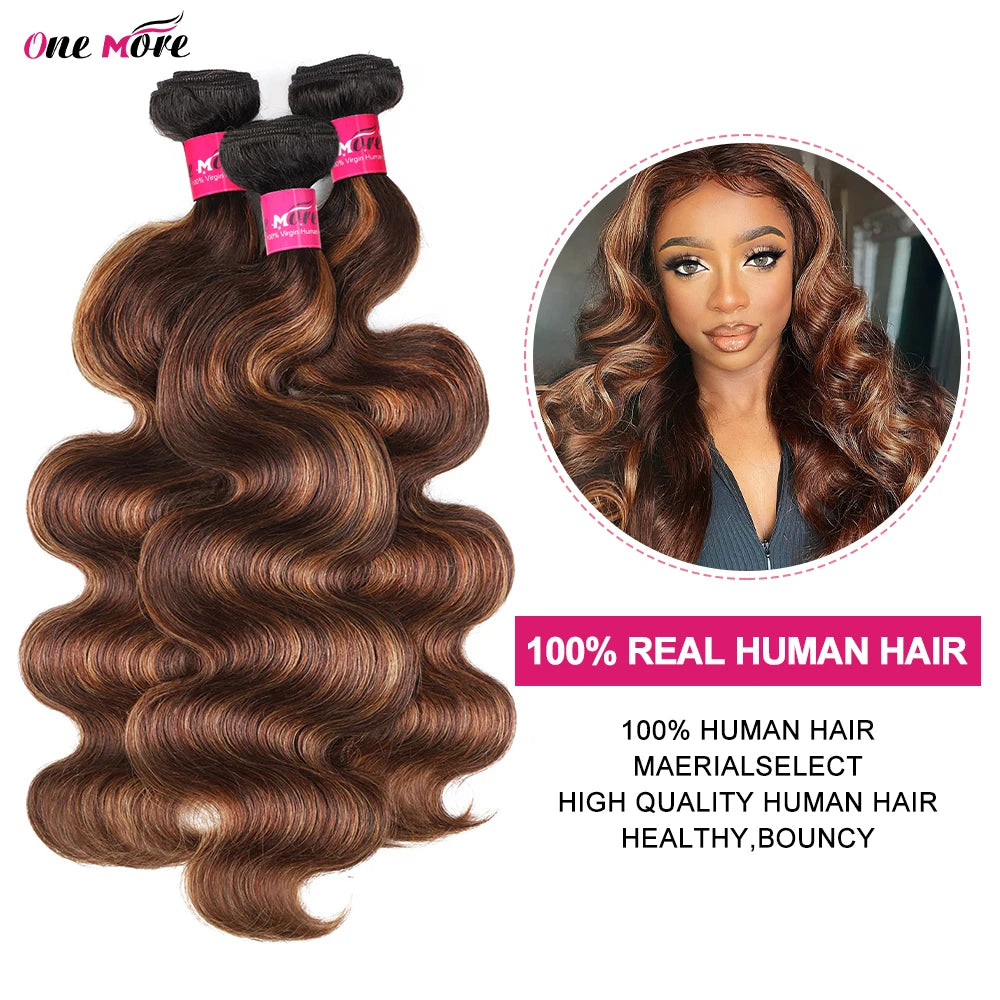 1B 4 30 Ombre Brown Highlight Body Wave Bundles - Human Hair