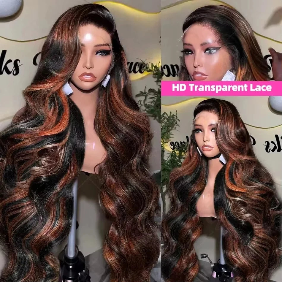 Body Wave Curly Highlight Human Hair HD Lace Front Wig
