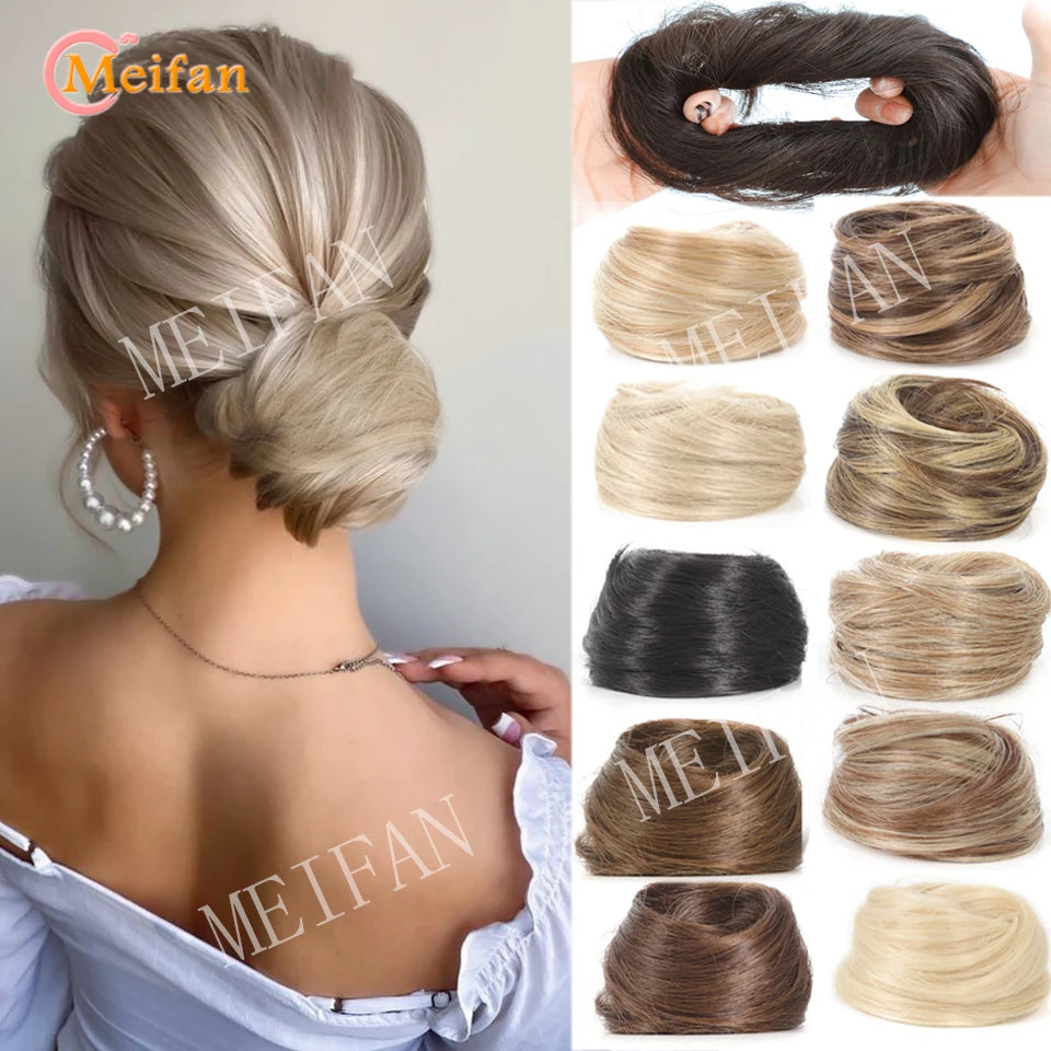 Synthetic Hair Bun with Elastic Band or Clip On - Various Options Available