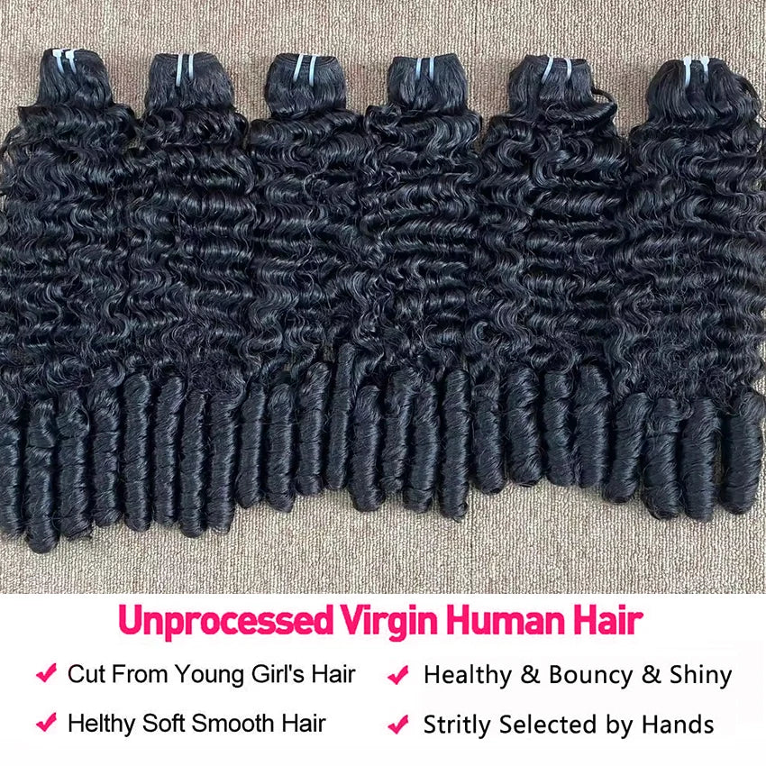 Burmese Pixie Curls Raw 100% Human Hair Bundles 4Pcs Full Head