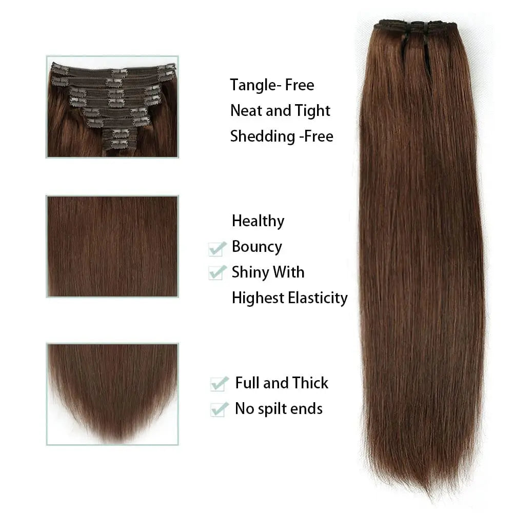 Straight Brazilian 100% Unprocessed Virgin Human Hair Clip-Ins