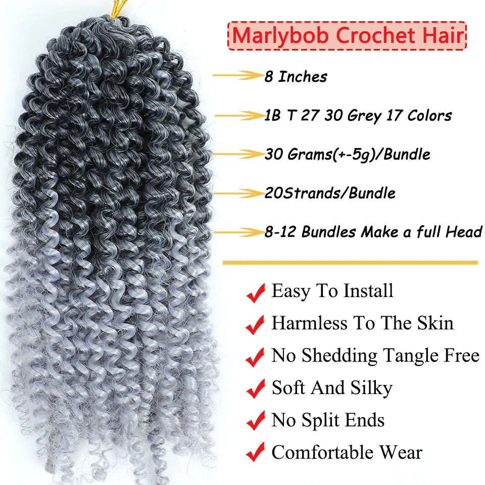 8 Inch Curly Passion Twist Synthetic Crochet Hair - Various Colors Available