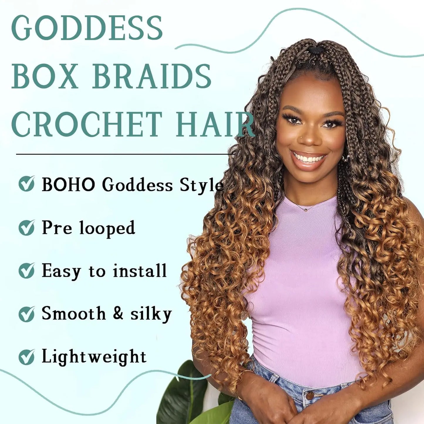 Synthetic Goddess Box Braided Crochet Hair Pre-looped - Various Colors Available