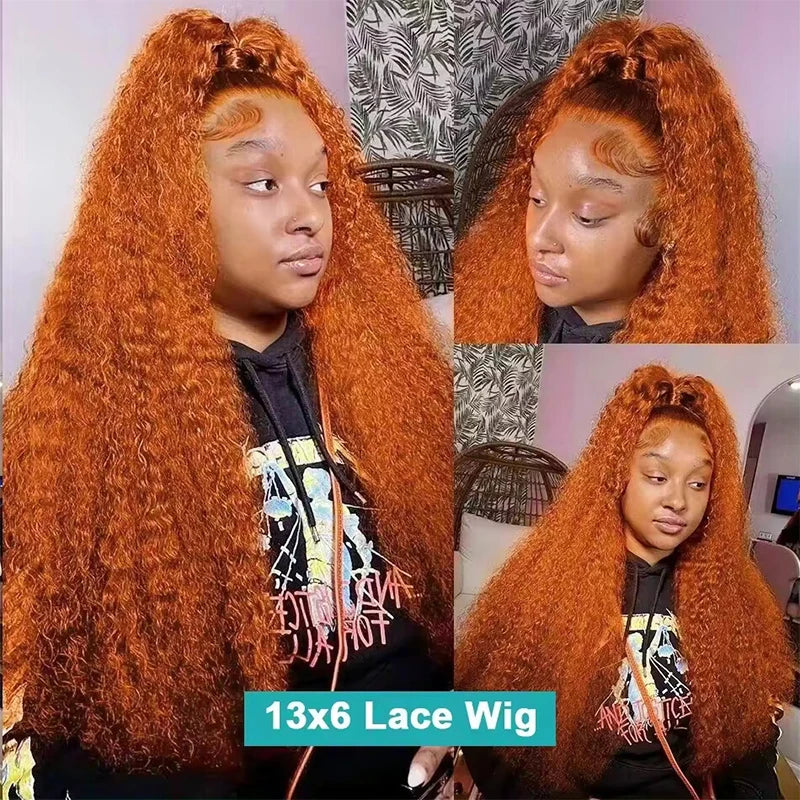 Ginger Orange Water Wave - Pre Plucked HD Transparent Lace Front Human Hair Wig