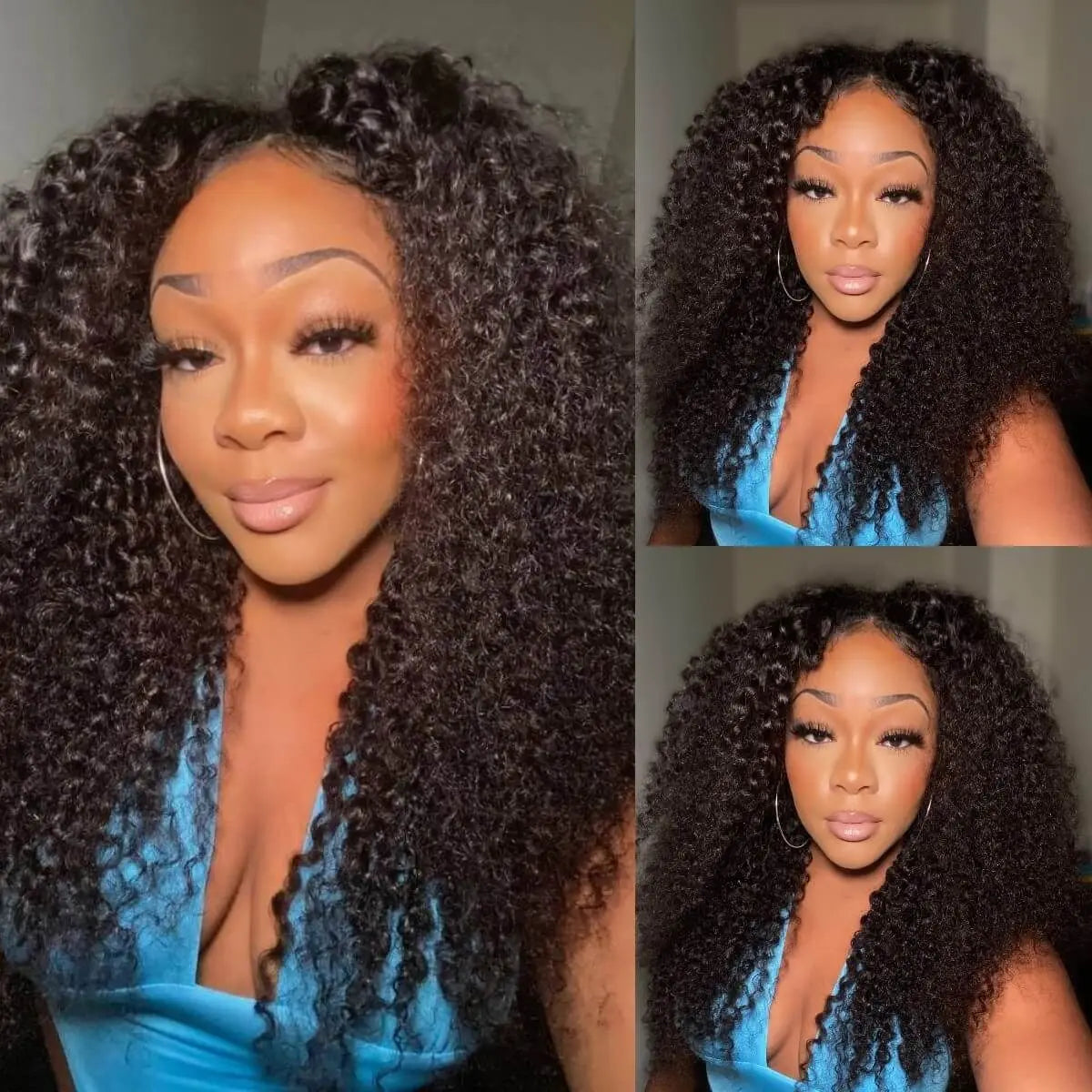 Kinky Curly V Part Human Hair Wig