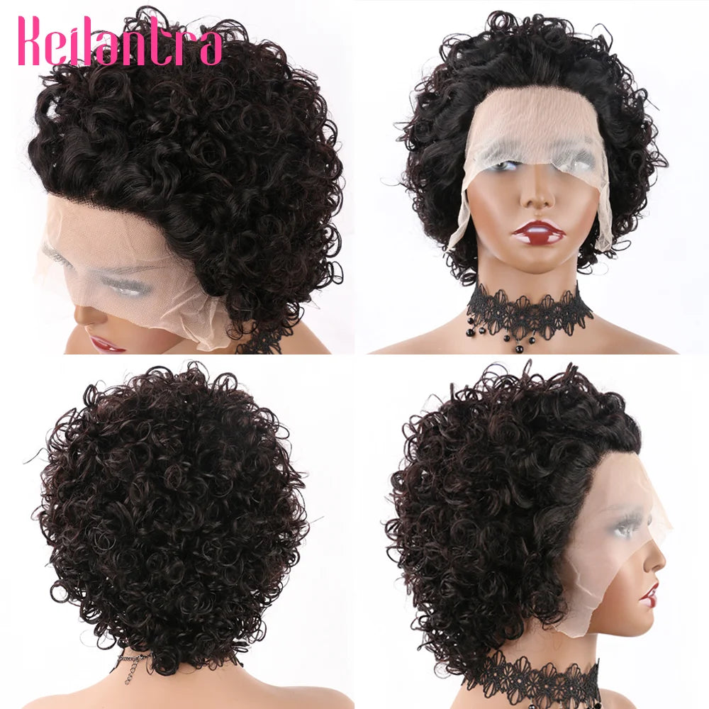 Pixie Cut Spring Curl - Lace Frontal Human Hair Wig - Various Colors Available