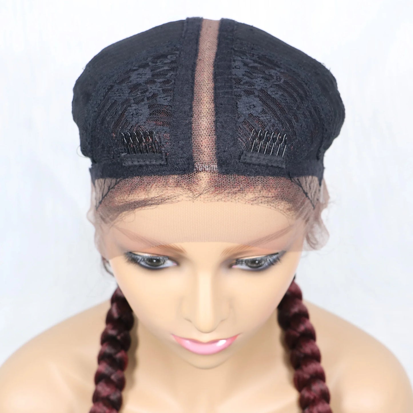 36 Inches Long Lace Front Synthetic Braided Wigs With Baby Hair - Various Colors Available
