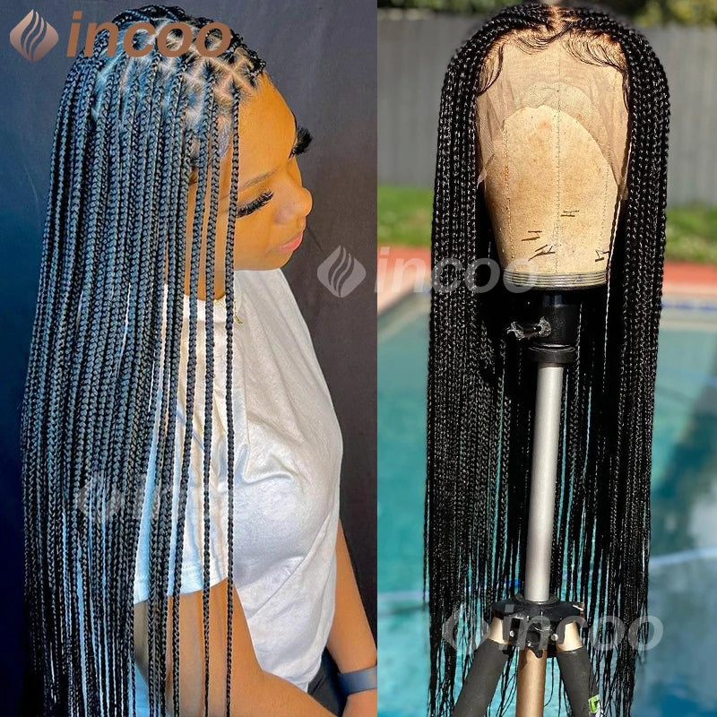 36" Full Lace Front Synthetic Box Braided Knotless Wigs - Various Colors Available