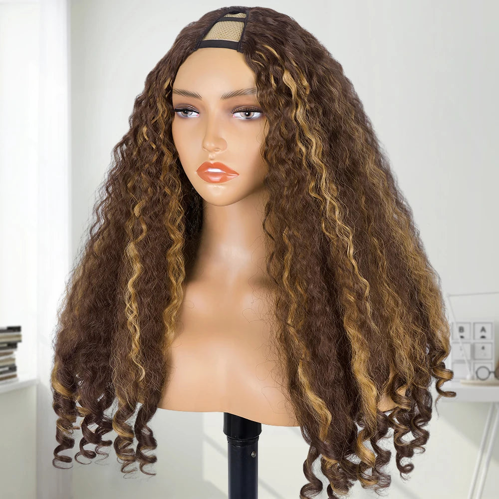Kinky Curly V Part Synthetic Wig