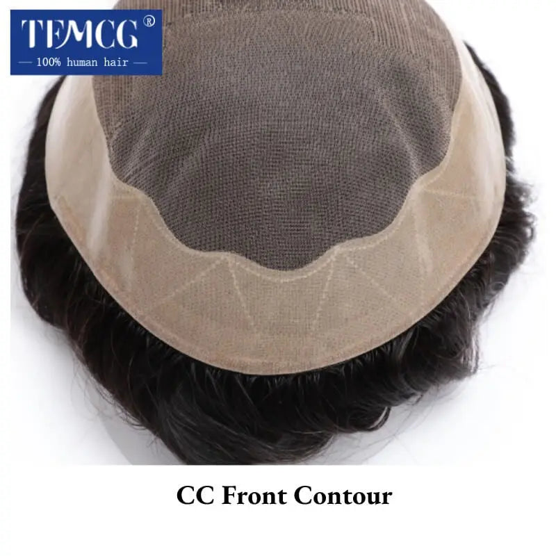 Straight Human HairProsthesis Toupee Men 6" Hair Replacement Systems -  Various Options Available