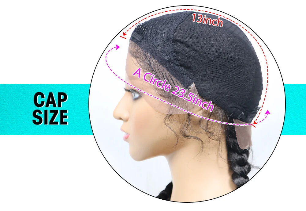 36 Inches Long Lace Front Synthetic Braided Wigs With Baby Hair - Various Colors Available