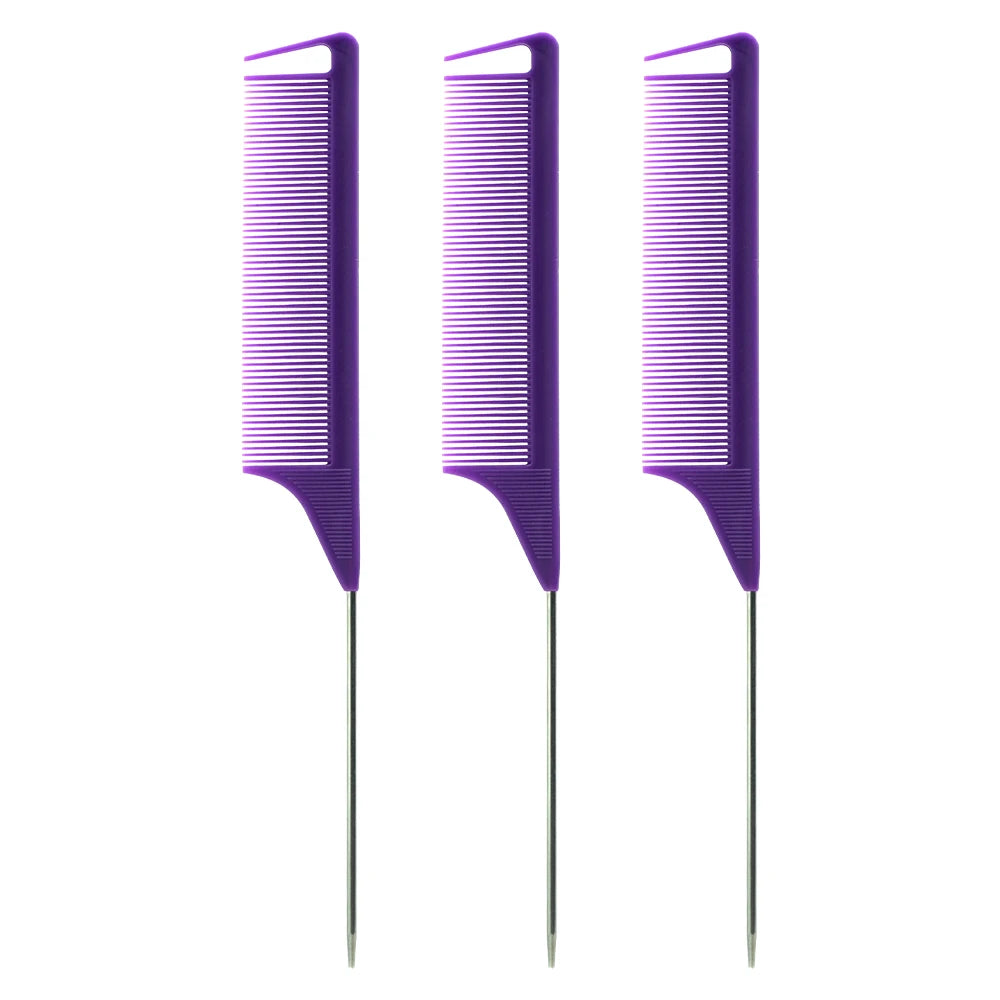 Pro Pointed Tail Hair Styling Anti-static Comb Hair Brush Steel Needle Pin Rat Tail Combs Sets