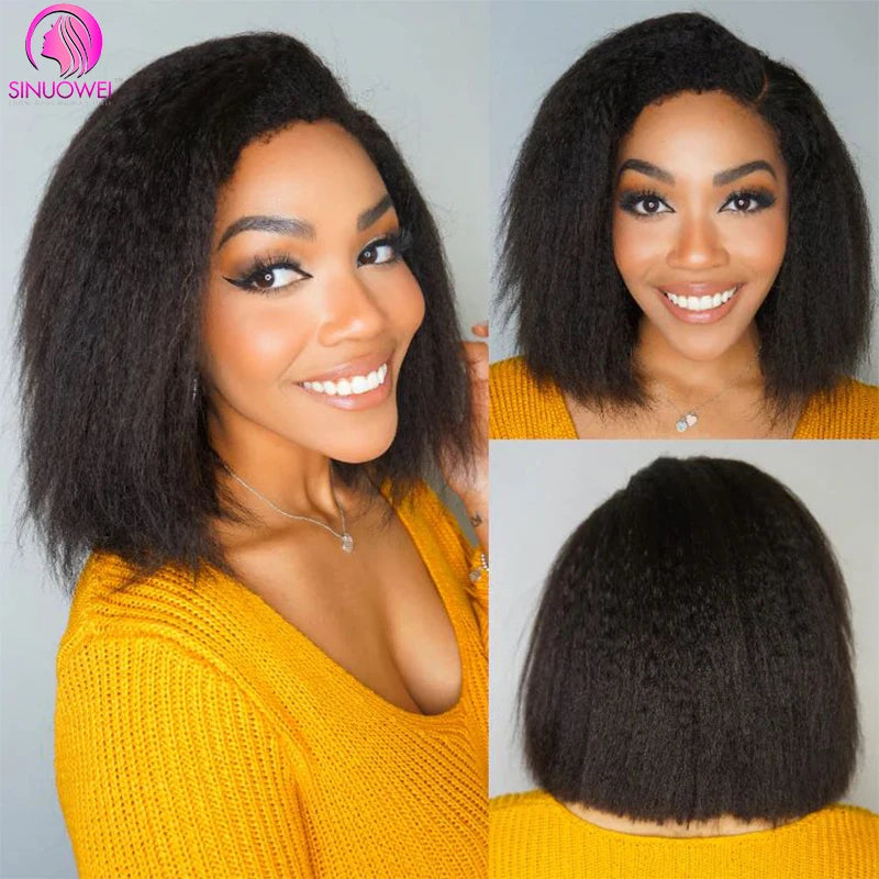 Short Bob Yaki Straight U & V Part Human Hair Wig