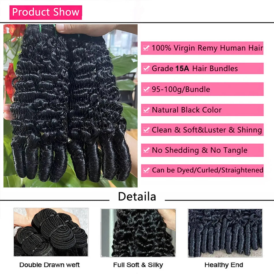 Burmese Pixie Curls Raw 100% Human Hair Bundles 4Pcs Full Head
