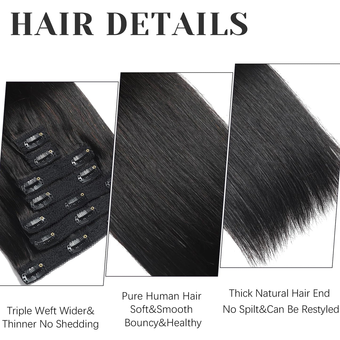 Straight Brazilian 100% Unprocessed Virgin Human Hair Clip-Ins