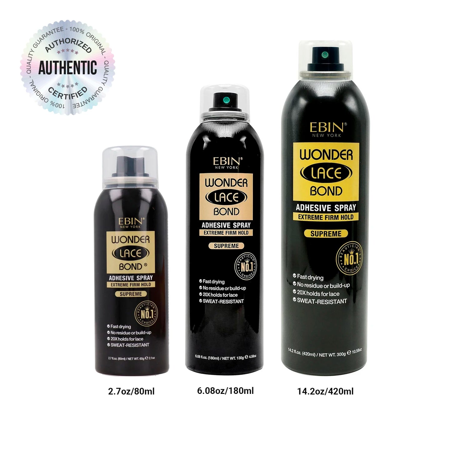Ebin New York Wonder Lace Bond Adhesive Melting Spray  - Extreme Firm Supreme Maximum Hold, Perfect for Daily Use