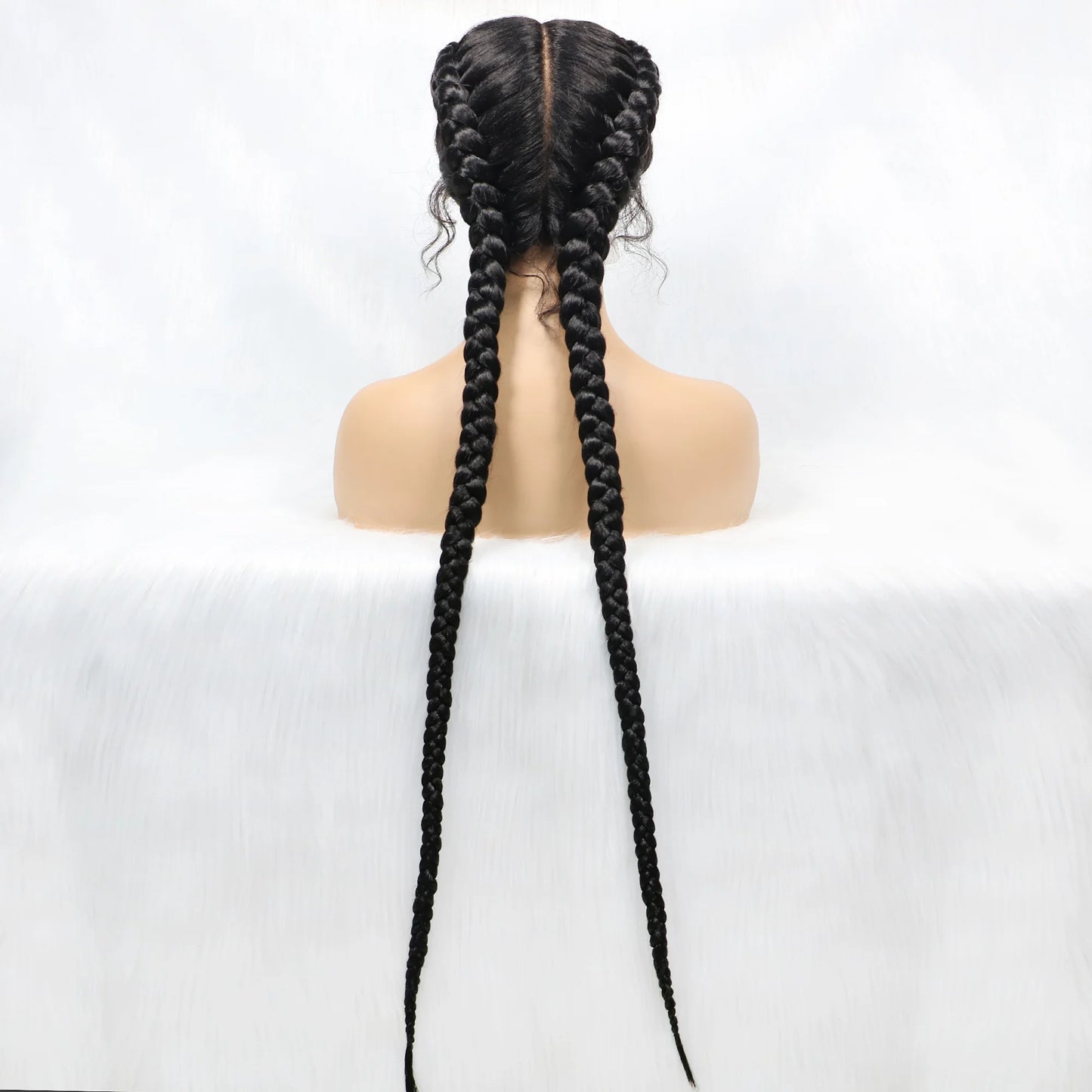 36 Inches Long Lace Front Synthetic Braided Wigs With Baby Hair - Various Colors Available