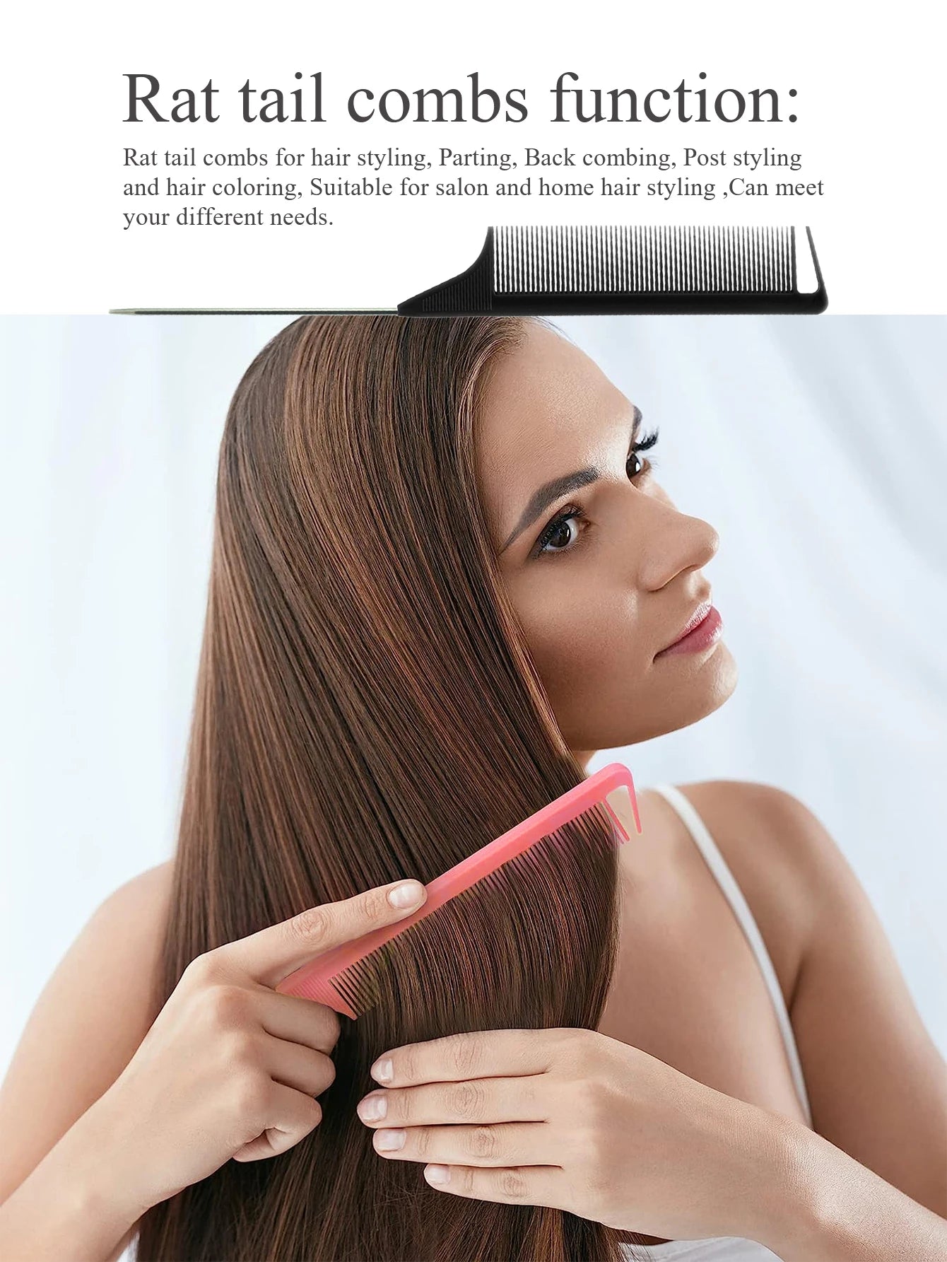 Pro Pointed Tail Hair Styling Anti-static Comb Hair Brush Steel Needle Pin Rat Tail Combs Sets