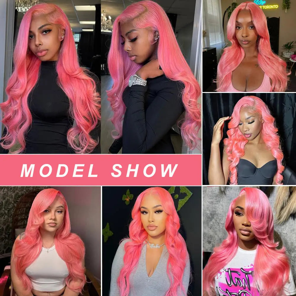 Pink 13x6 Body Wave Pre Plucked HD Lace Frontal Wig