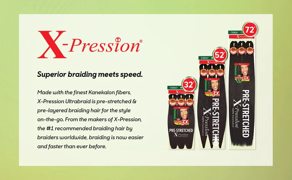 X-Pression Pre Stretched Braid 42" Ultra Lightweight - Various Colors Available