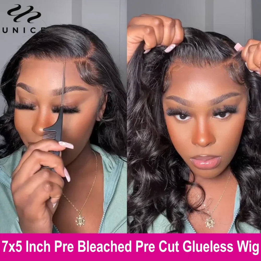 Body Wave Bye Bye Knots - Pre Bleached Knots Pre Cut Glueless Human Hair Ready To Wear Wig