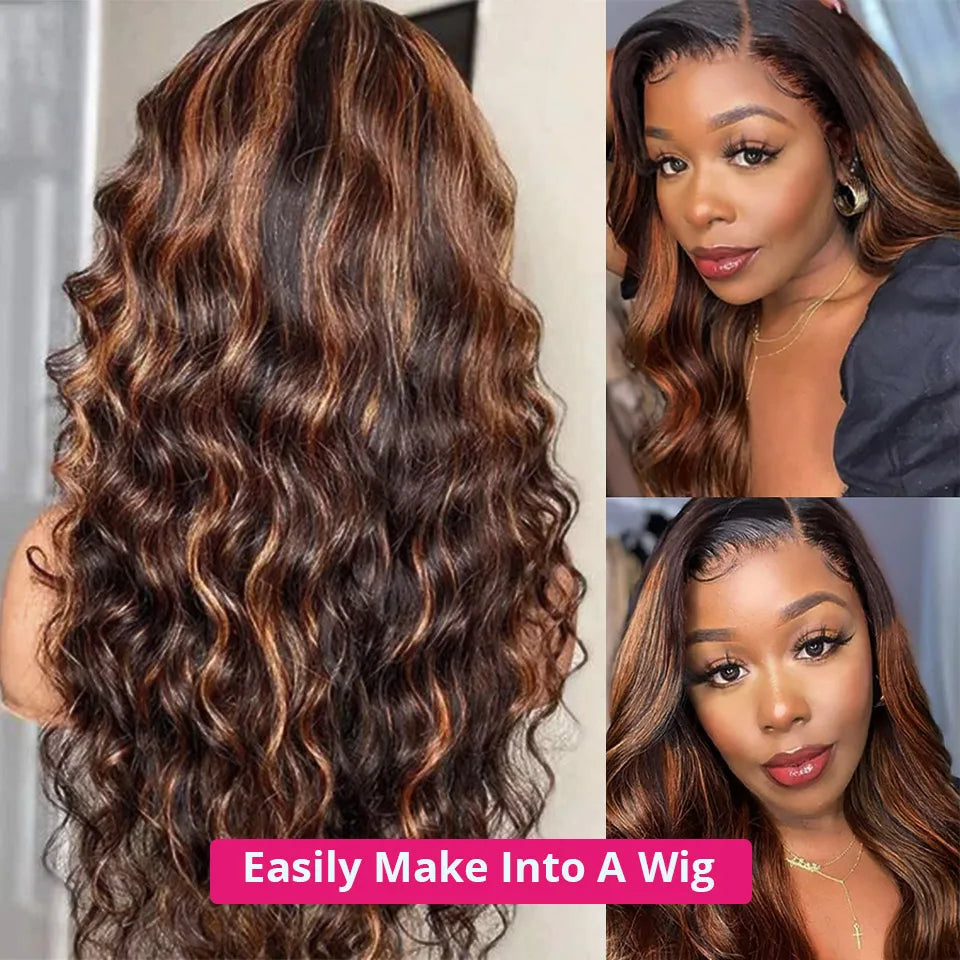 1B 4 30 Ombre Brown Highlight Body Wave Bundles - Human Hair
