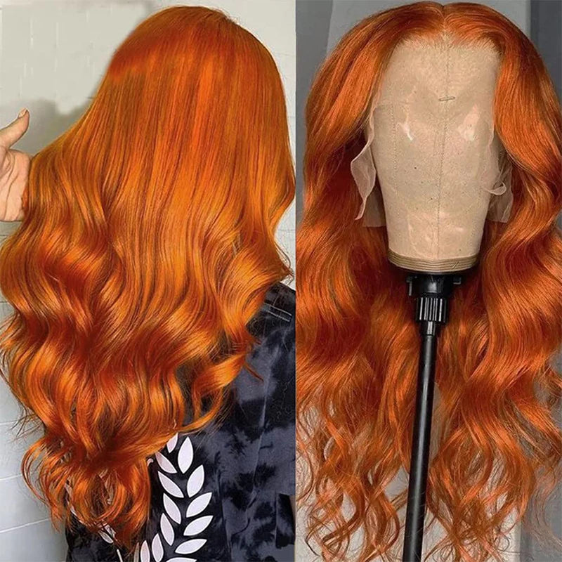 Ginger Orange Body Wave - Pre Plucked HD Transparent Lace Frontal Human Hair Wig