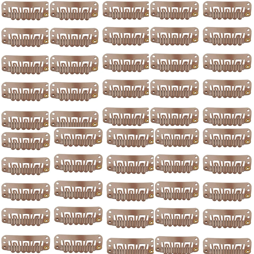50  Clips for Clip-In Real Hair Wefts Hair Extensions Wig Hair Clip Hair Clips
