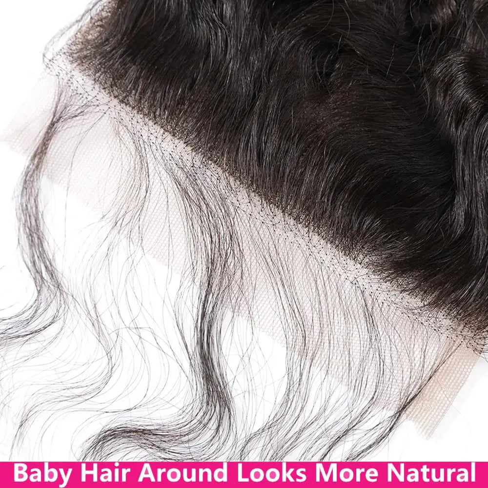 Deep Wave Brazilian Virgin Human Hair 3 Bundles With 4x4 Lace Closure