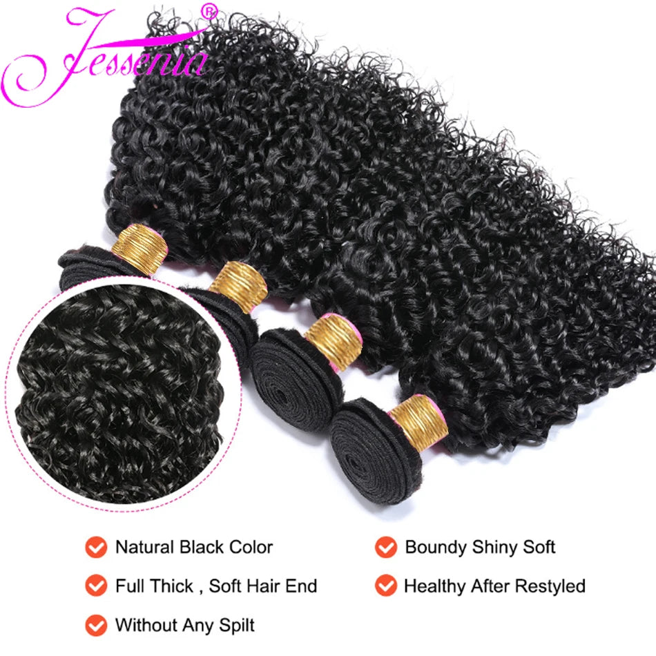 Short Afro Kinky Curly 3 Bundles - Raw Indian Human Hair 100% Virgin Tissage