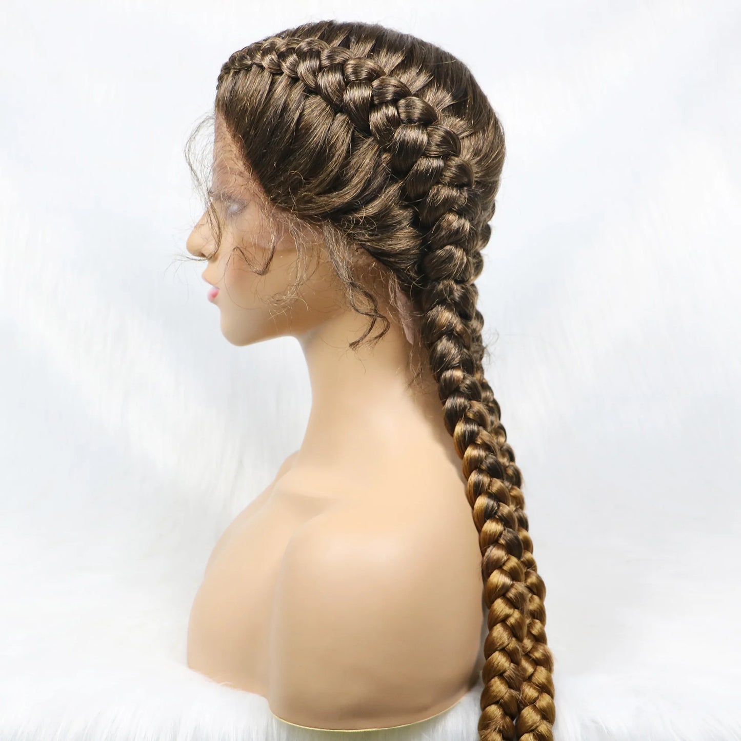 36 Inches Long Lace Front Synthetic Braided Wigs With Baby Hair - Various Colors Available
