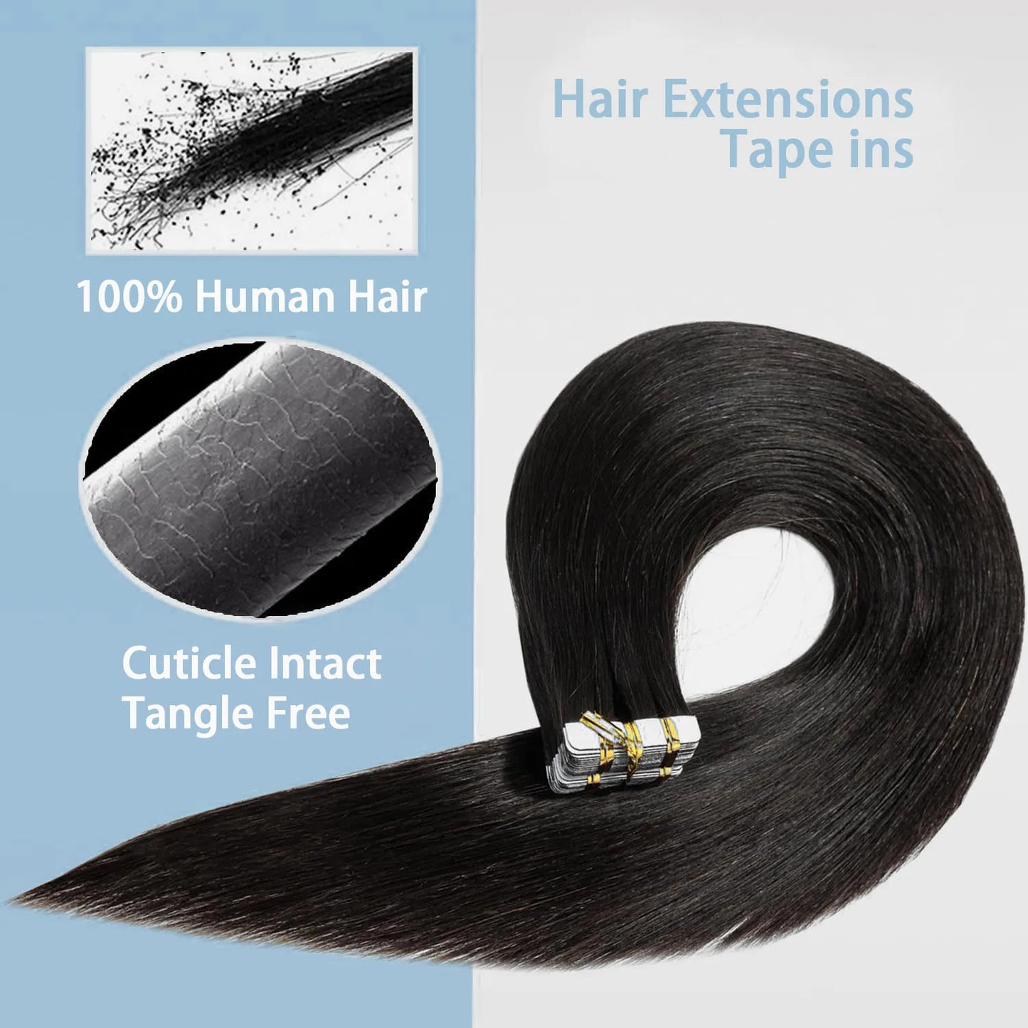 Straight Skin Weft Adhesive Invisible 100% Real Human Hair Tape-Ins