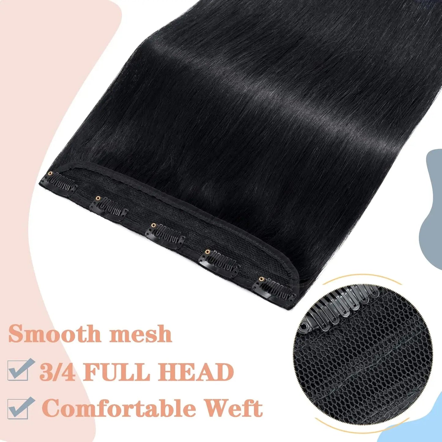 Natural Straight Remy 100% Human Hair Invisible Seamless Clips Ins