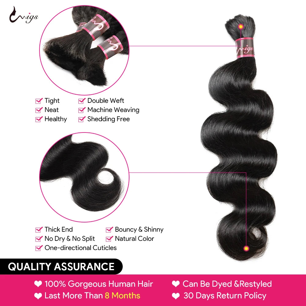 Natural Color Body Wave Human Hair Braiding