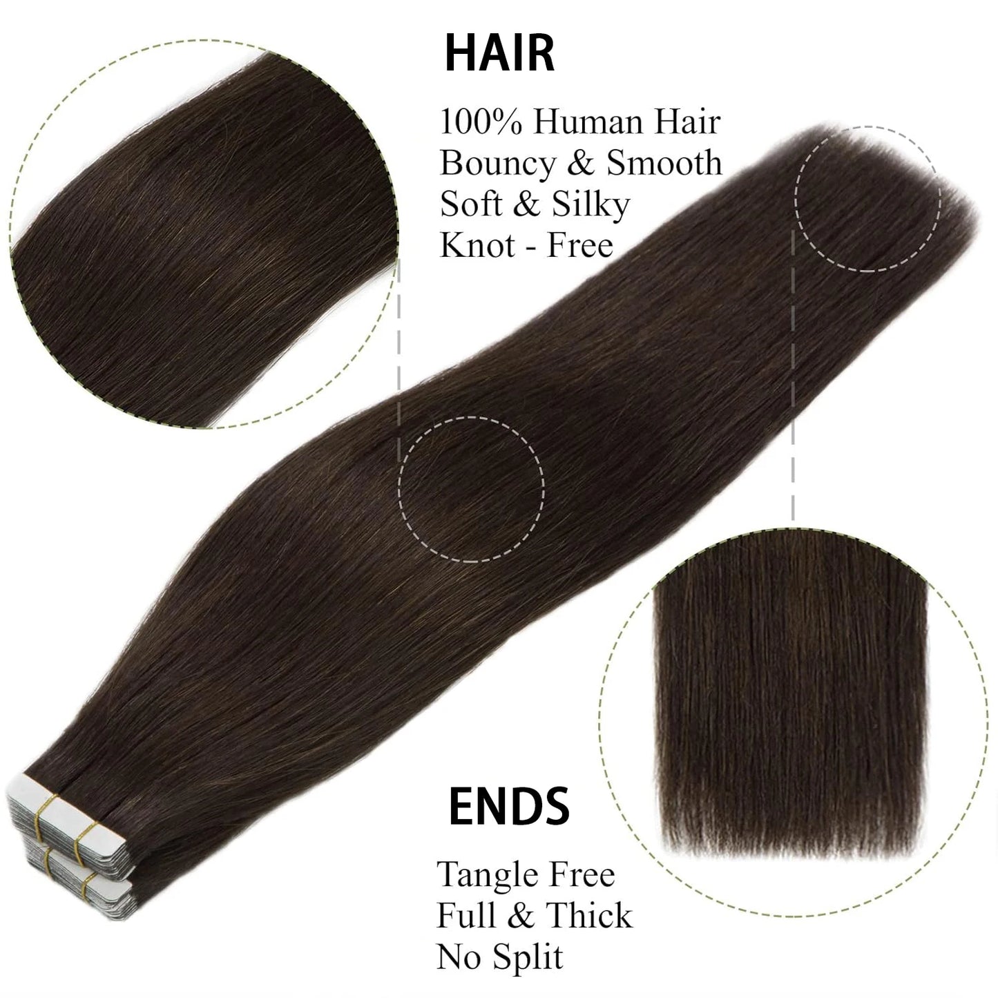 Straight 100% Human Hair Adhesive Tape In Seamless Skin Weft 20/40 Piece Options