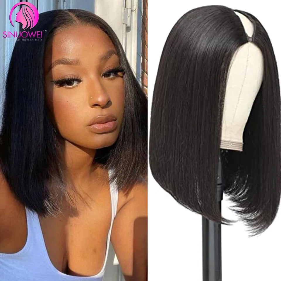 Straight Short U & V Part Bob Human Hair Wigs