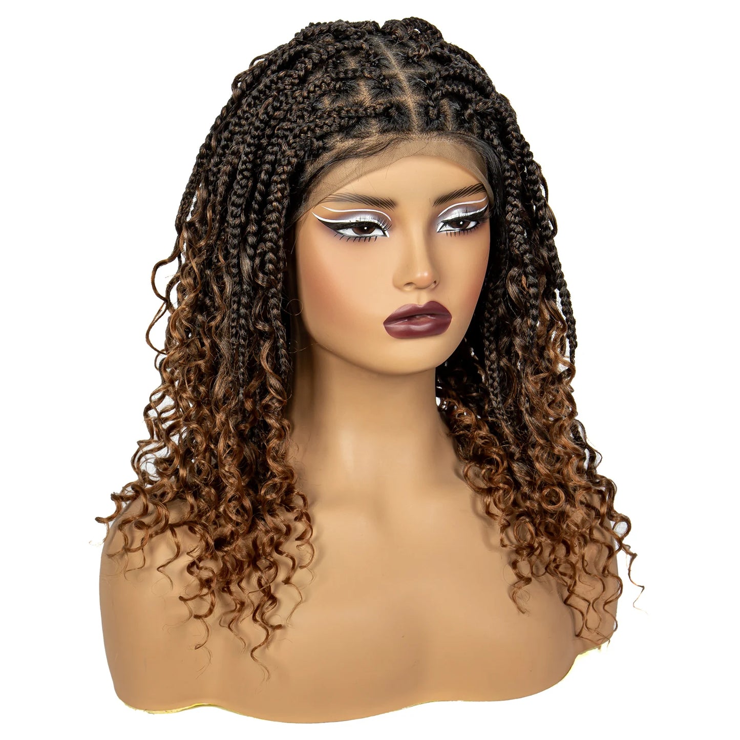 Short Knotless Boho Box Braided Full Lace Wigs - Various Colors Available