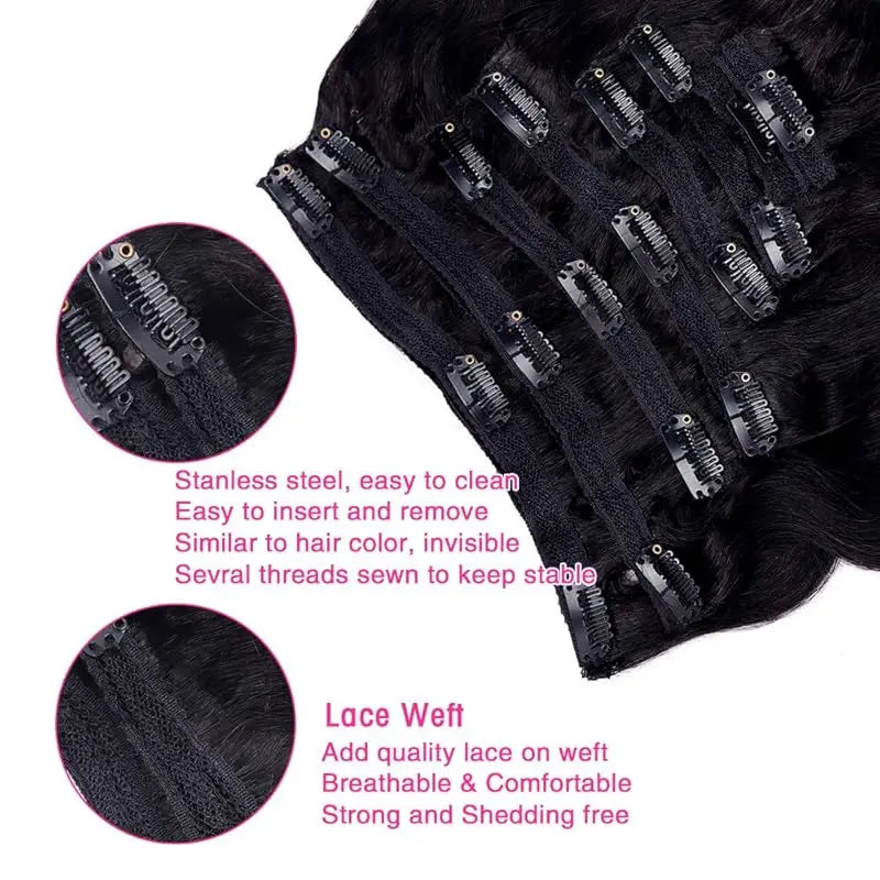 Body Wave 100% Brazilian Human Hair Seamless Clip ins