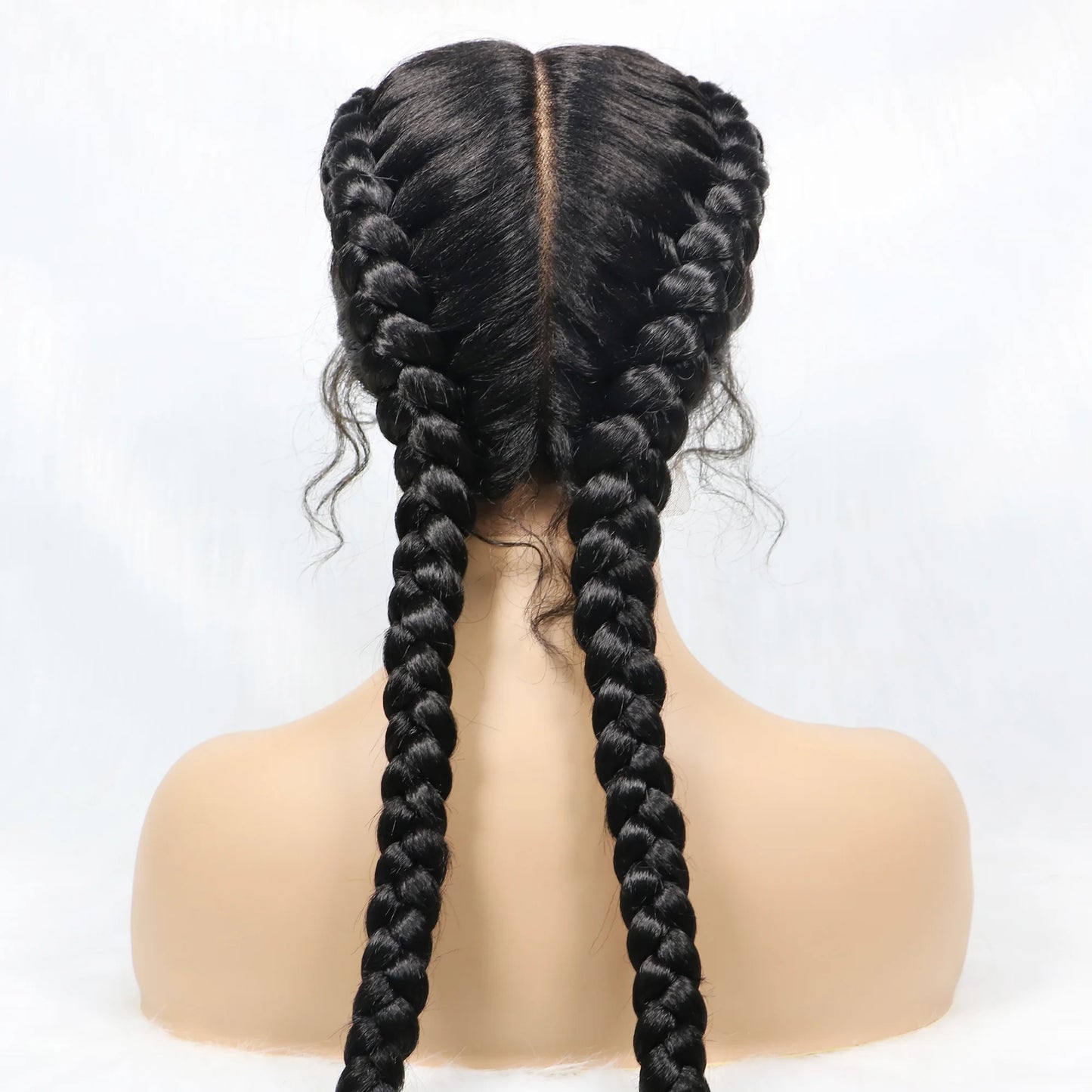 36 Inches Long Lace Front Synthetic Braided Wigs With Baby Hair - Various Colors Available