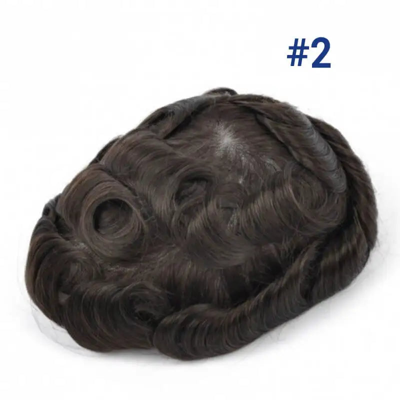 Straight Human HairProsthesis Toupee Men 6" Hair Replacement Systems -  Various Options Available