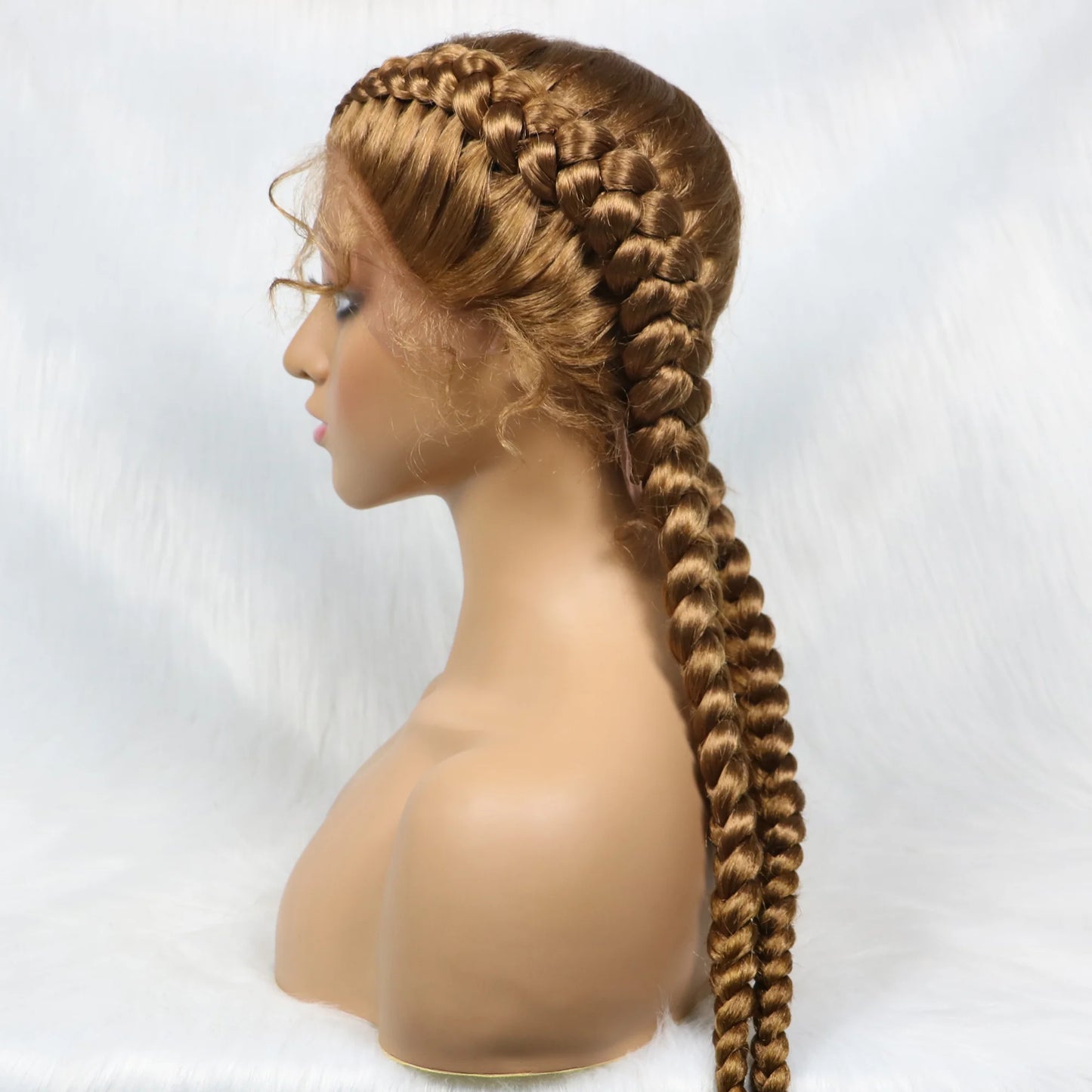 36 Inches Long Lace Front Synthetic Braided Wigs With Baby Hair - Various Colors Available