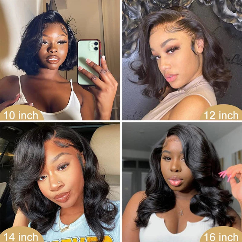Body Wave Short Bob - Pre Plucked Lace Front Human Hair Wig With Baby Hair
