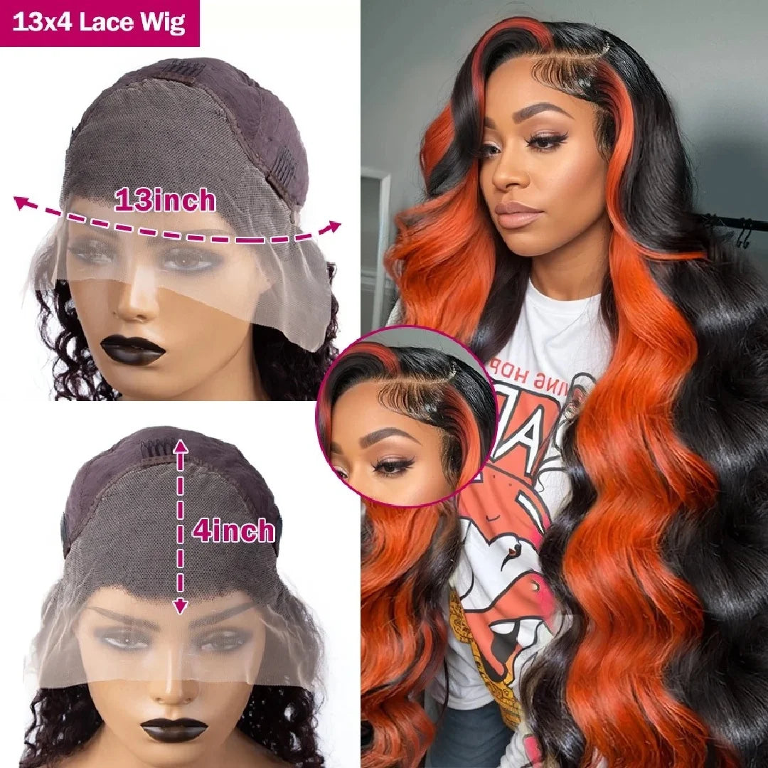 Body Wave Ombre Highlight HD Lace Front Human Hair Wigs