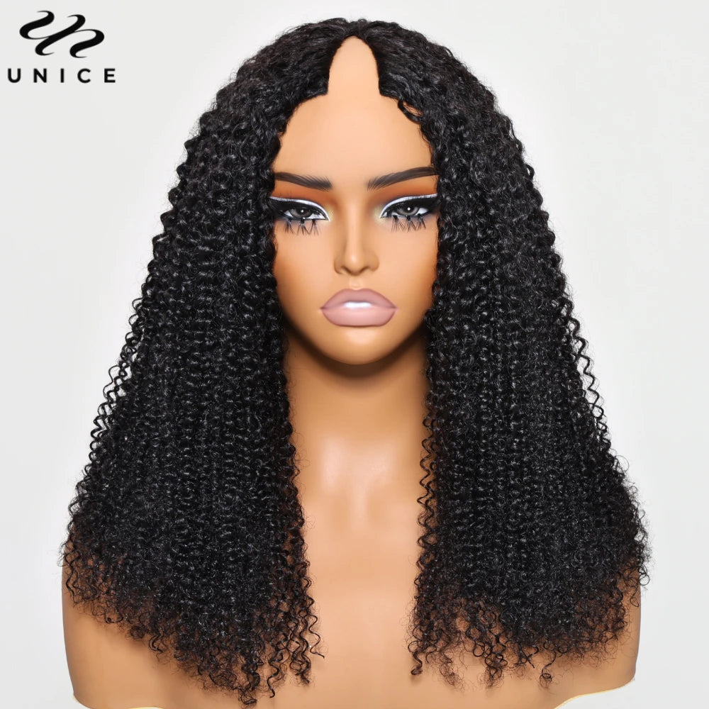 Kinky Curly V Part 100% Human Hair Wig